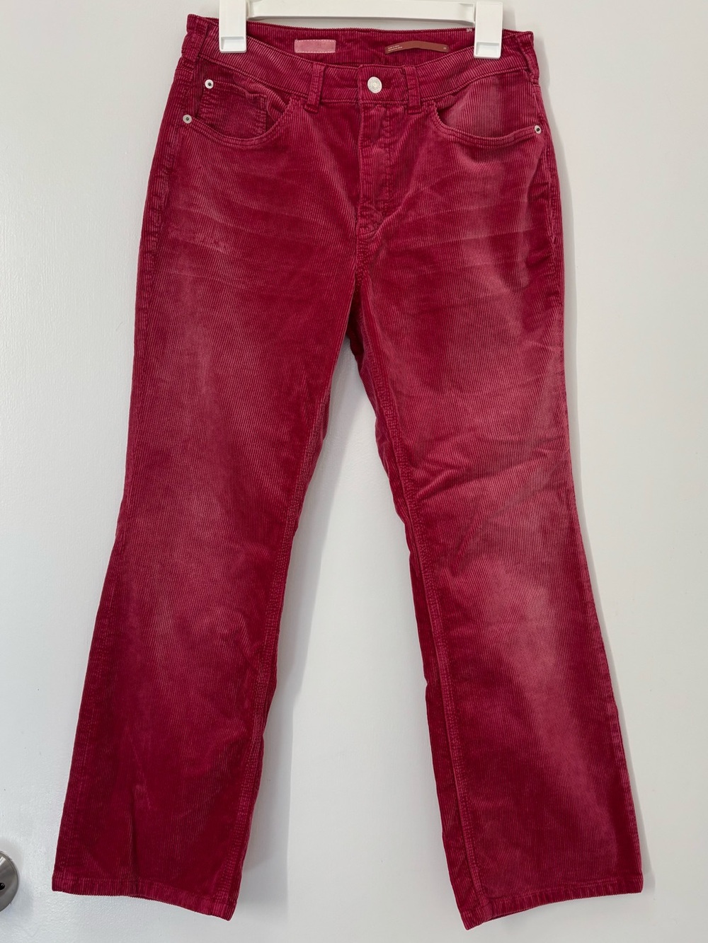 Pilcro Mid Rise Bootcut Corduroy Pants Red Pink Anthropologie Women Size 28